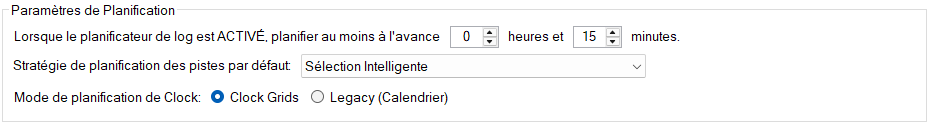 Paramètres de Planification