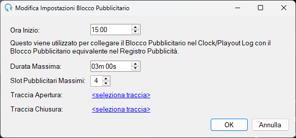 Finestra Modifica Impostazioni Blocco Pubblicitario