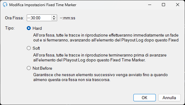 Finestra Modifica Impostazioni Fixed Time Marker