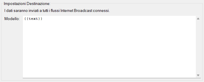 Impostazioni destinazione Internet Broadcast