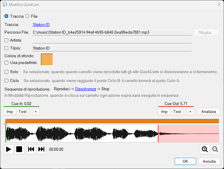 Finestra Modifica QuickCart