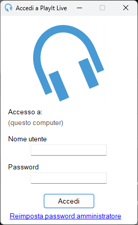 Finestra di accesso che mostra i campi nome utente e password con un pulsante di accesso