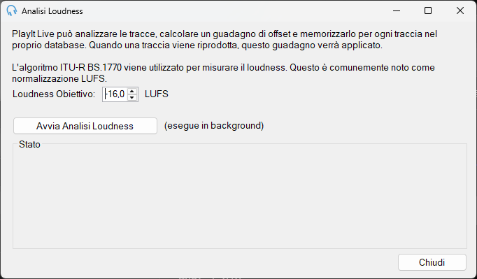 Finestra Analisi Loudness