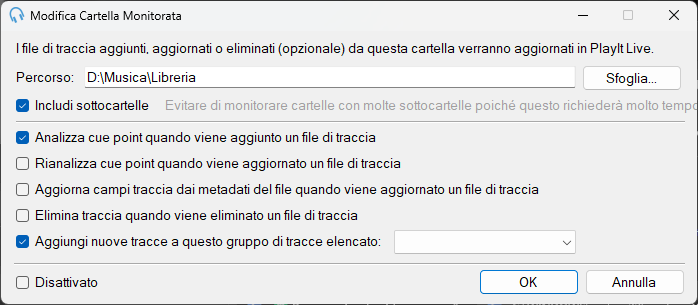 Finestra Modifica Cartella Monitorata