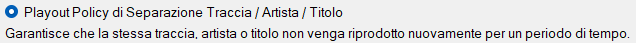 Playout Policy di Separazione Traccia / Artista / Titolo