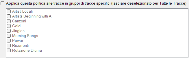 Gruppi di tracce specifici