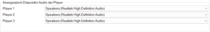 Assegnazioni Dispositivi Audio dei Player