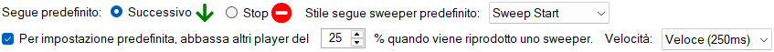 Segue del Sweeper e Impostazioni di Ducking