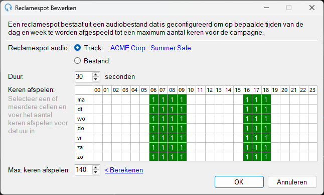 Venster Reclamespot Bewerken