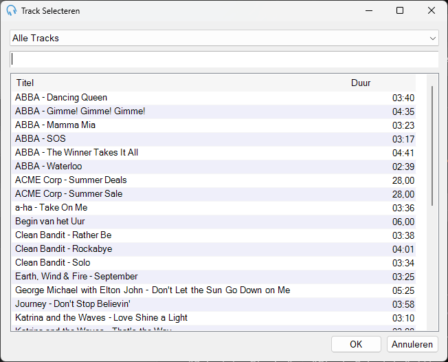 Track Selecteren