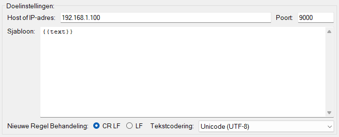 Instellingen voor het doel TCP/IP
