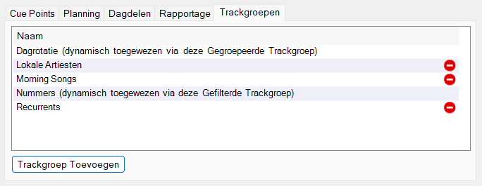 Tabblad Trackgroepen van het venster Track Bewerken