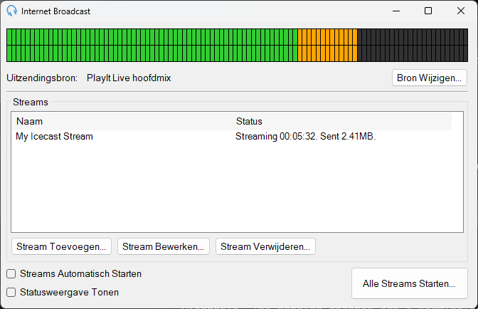Internet Broadcast-venster
