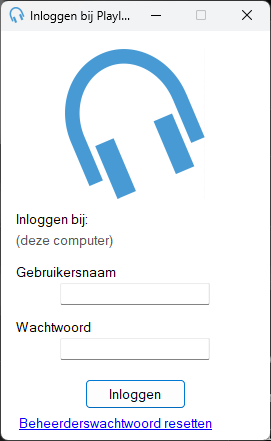 Aanmeldingsvenster met velden voor gebruikersnaam en wachtwoord en een inlogknop