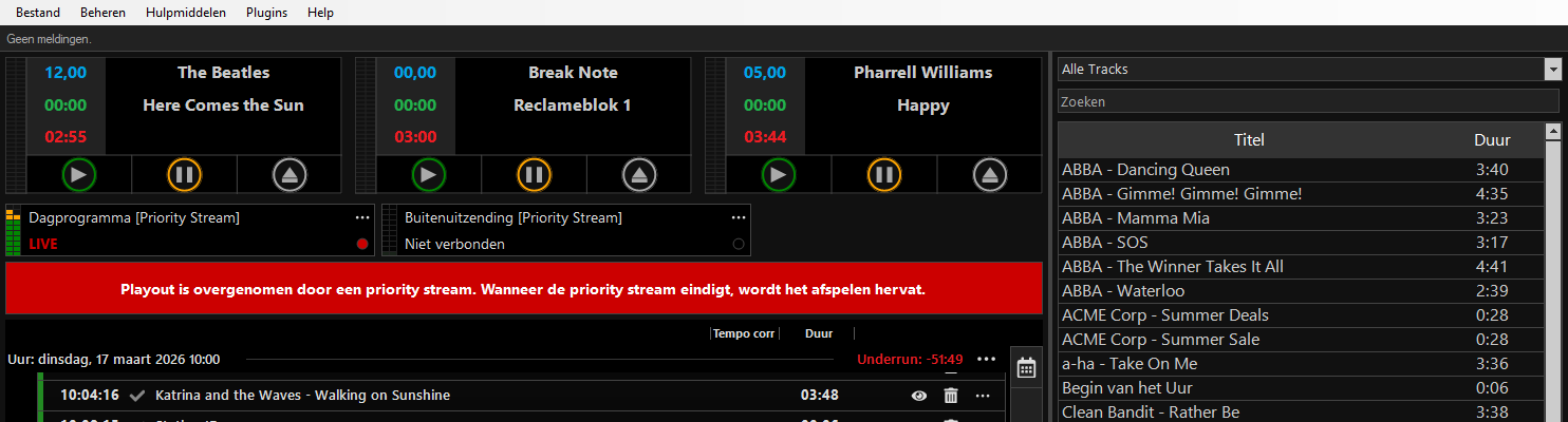 PlayIt Live met een actieve Priority Stream