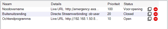 Lijst met Priority Streams