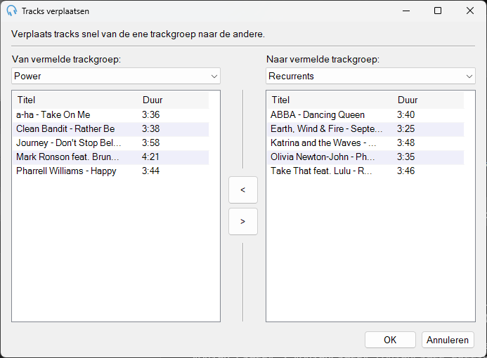 PlayIt Live venster Tracks verplaatsen