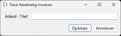 Dialoogvenster Now Playing Handmatig Invoeren