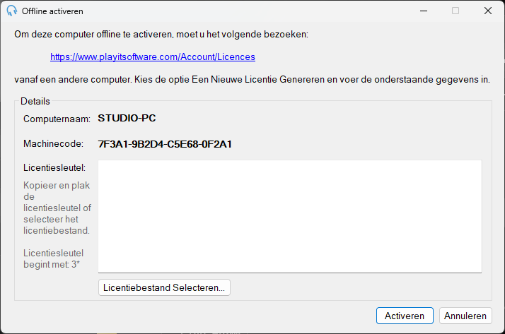 Venster Offline activeren