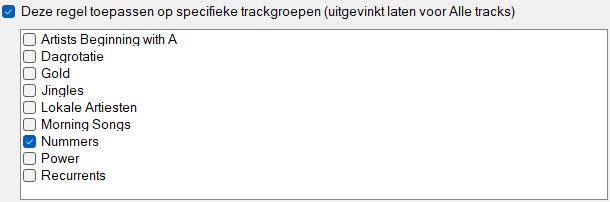 Specifieke trackgroepen