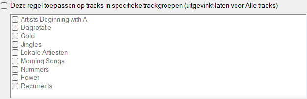 Specifieke trackgroepen