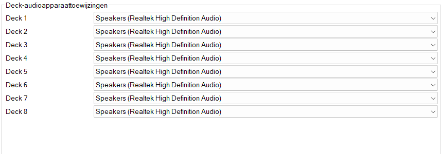 Deck-audioapparaattoewijzingen