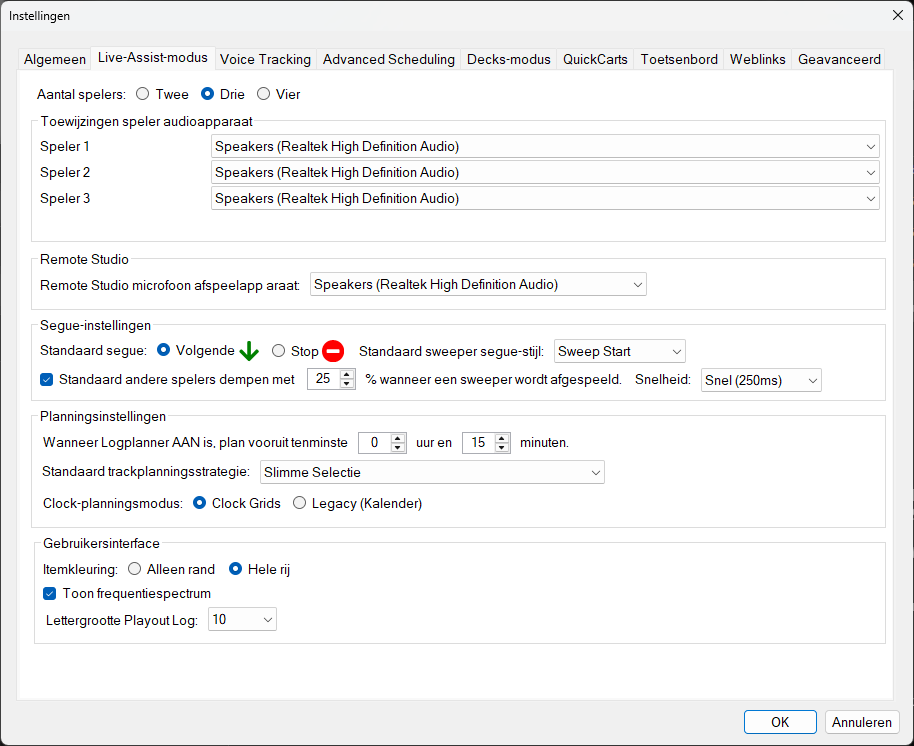 PlayIt Live Instellingen – Tabblad Live-Assist-modus