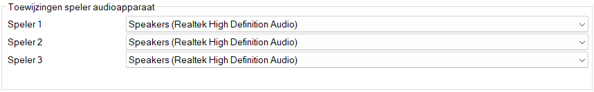Toewijzingen van audioapparaten aan spelers