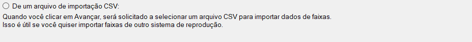 De um arquivo de importação CSV