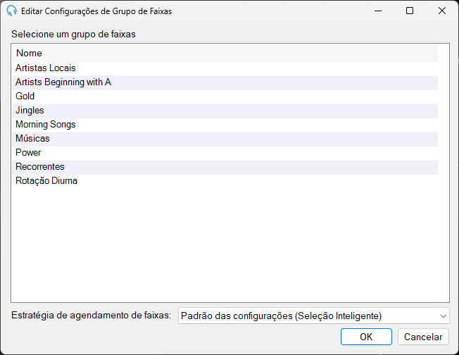 Janela Editar configurações do grupo de faixas