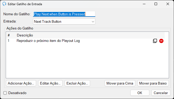 Caixa de diálogo Editar Gatilho de Entrada
