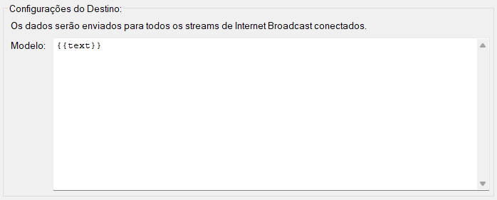 Configurações do destino Internet Broadcast