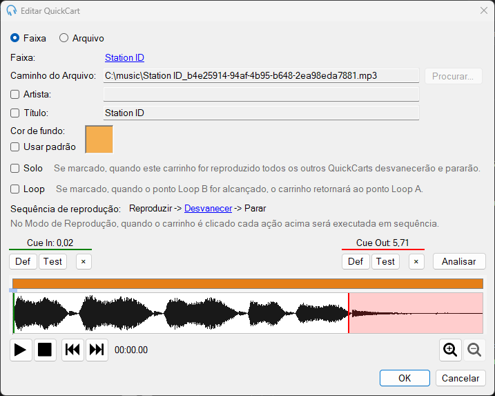 Janela Editar QuickCart