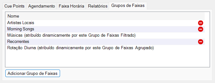 Aba Grupos de Faixas da janela Editar Faixa