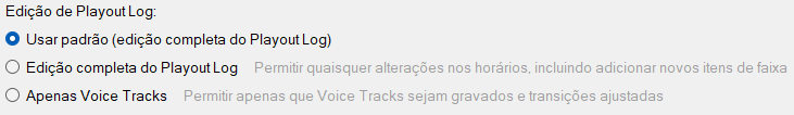 Edição de Playout Log