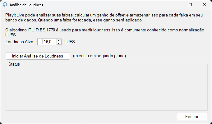Janela Análise de Loudness