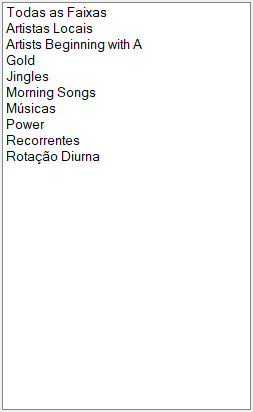 Lista de Grupos de Faixas
