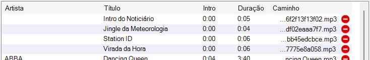 Lista de faixas