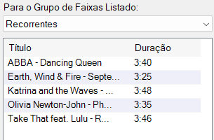 Grupo de faixas de destino