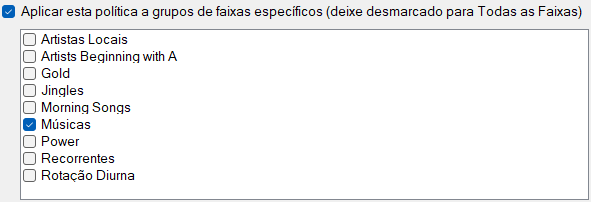 Grupos de Faixas Específicos
