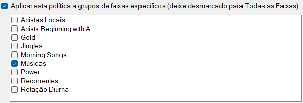 Grupos de Faixas Específicos