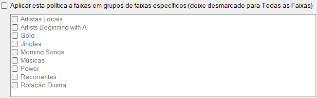 Grupos de faixas específicos