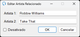 Janela Editar Artista Relacionado
