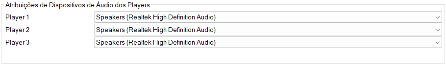 Atribuições de Dispositivos de Áudio dos Players