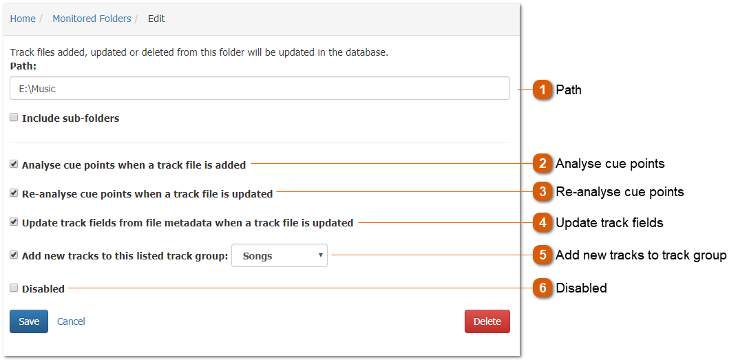 Editing Monitored Folders