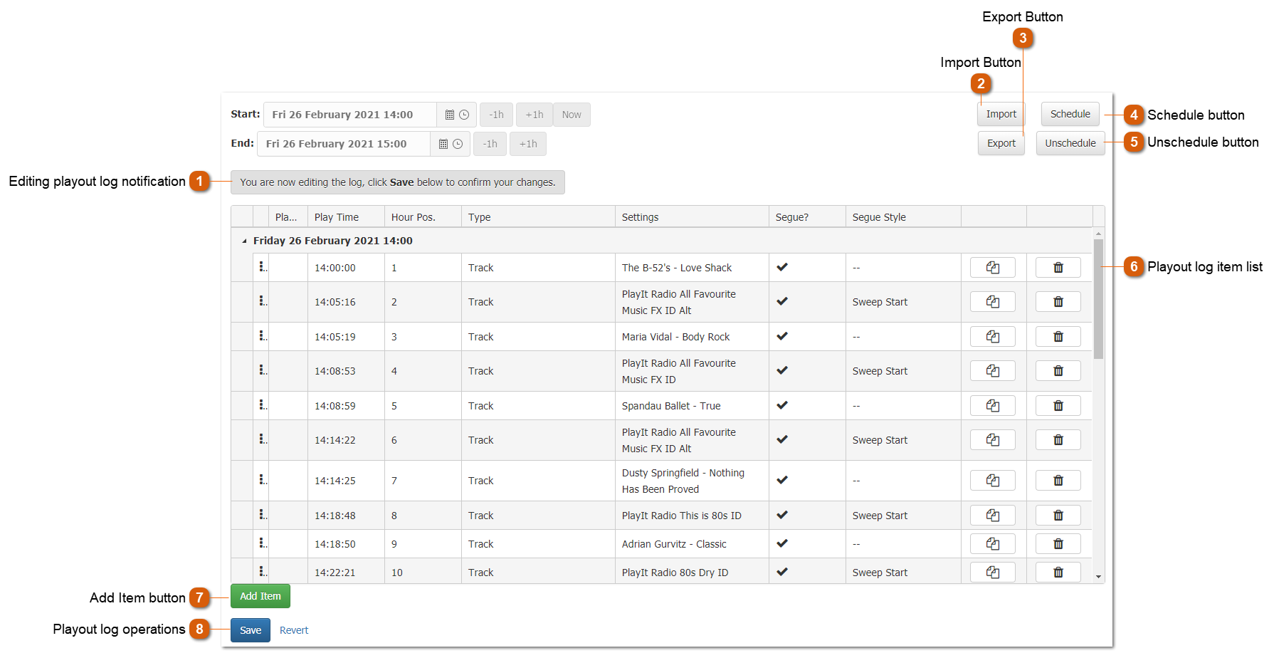 Editing Playout Log