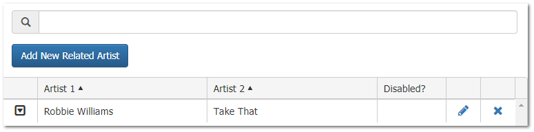 Listing Related Artists