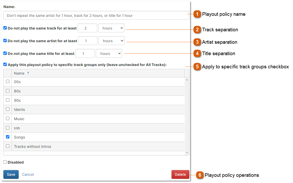 Editing Track/Artist Separation Playout Policies