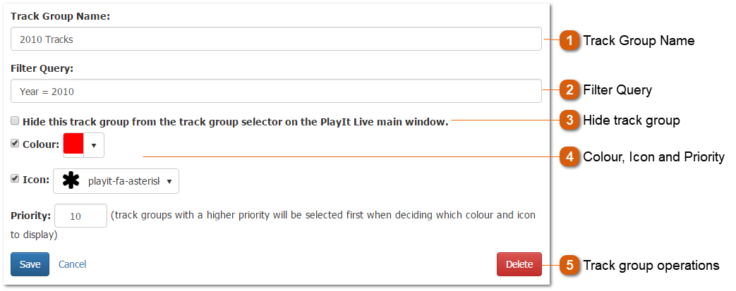 Filtered Track Groups