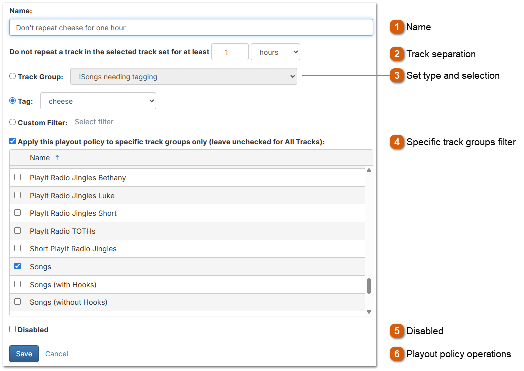 Editing Track Set Separation Policies